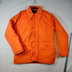 Vintage Outdoor Adventures Blaze Orange Hunting Jacket Canvas Field Coat Mens